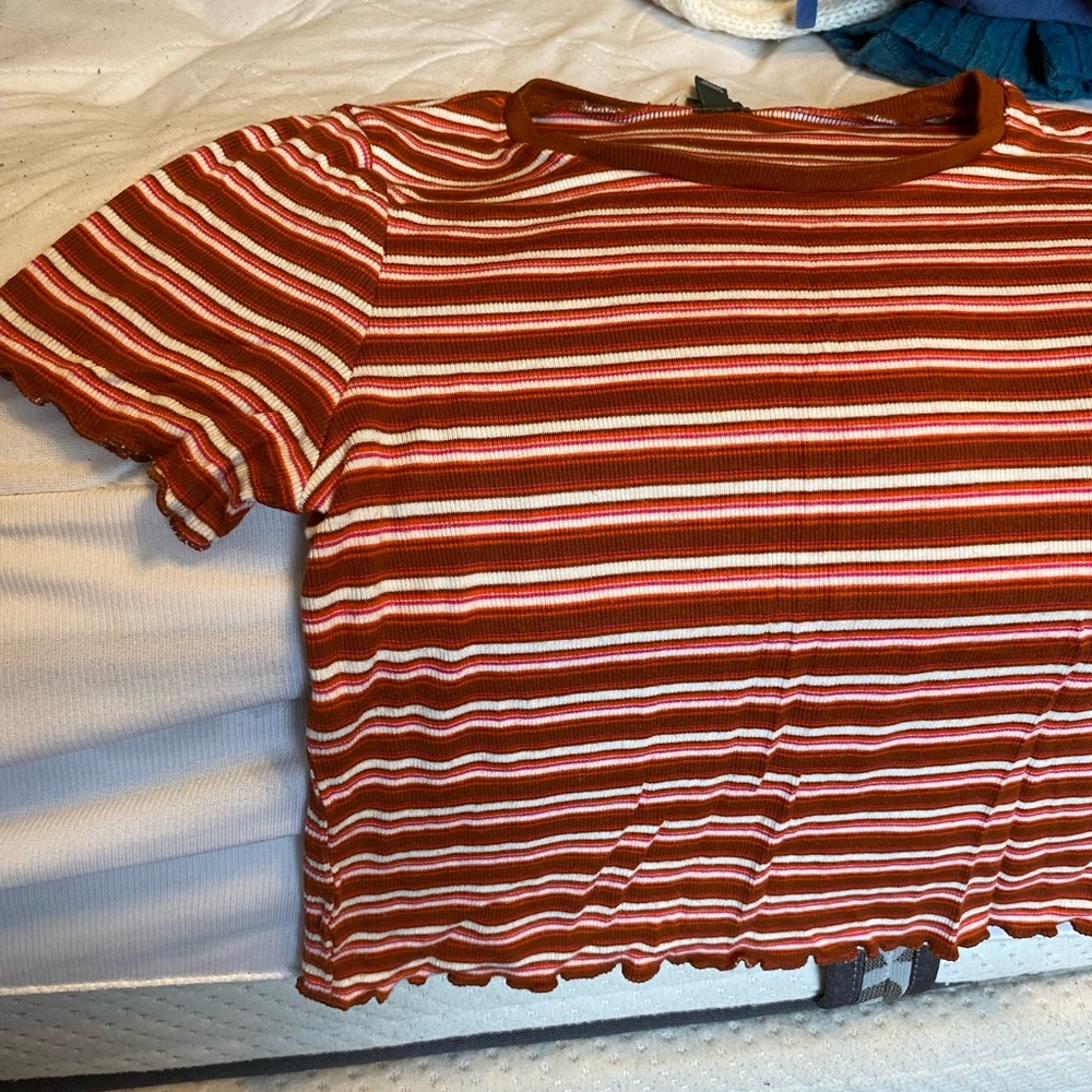 Wild Fable Orange and White Striped Top